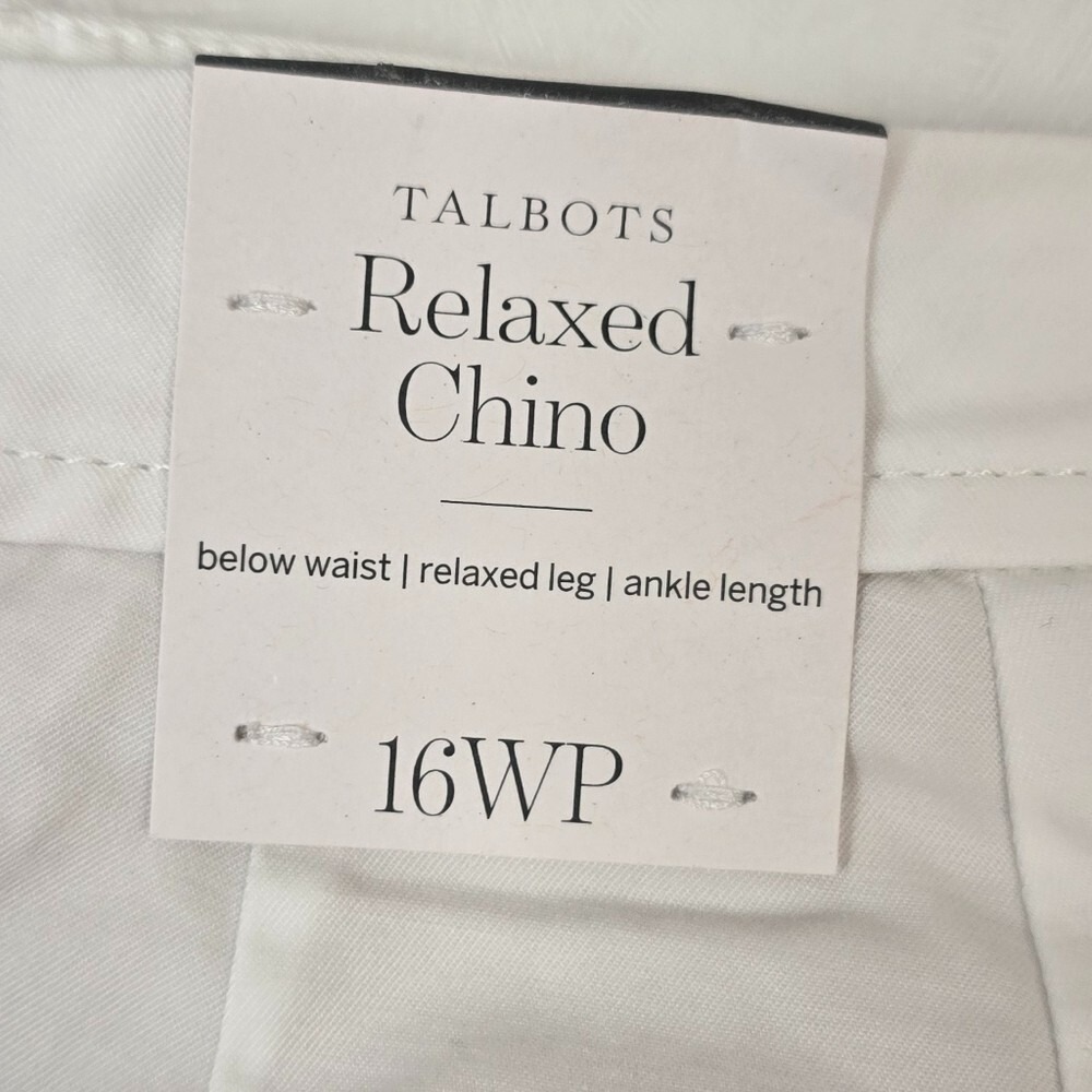 Talbots Relaxed Chino Pants Womens 16WP White Supersoft Cotton Ankle Length NWT - Picture 6 of 9